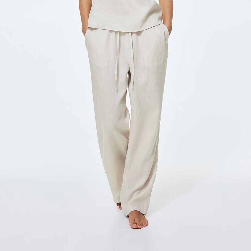 Casual Linen Pants in Light Gray